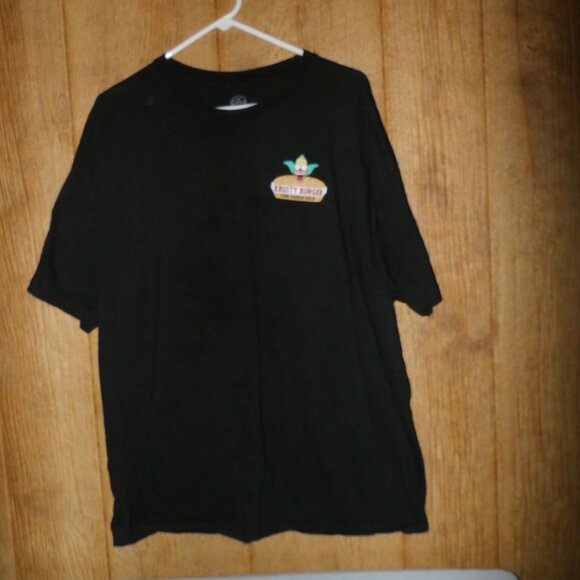The Simpsons  Krusty The Clown Black Tshirt Burger Fast Food Logo   Mens X-Large - Picture 3 of 8